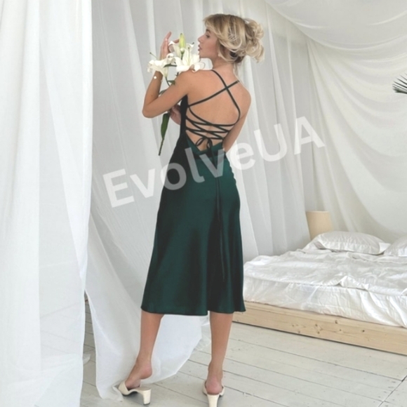 NWOT Emerald Green Silk Cowl Neck Dress, S/M - Picture 1 of 14